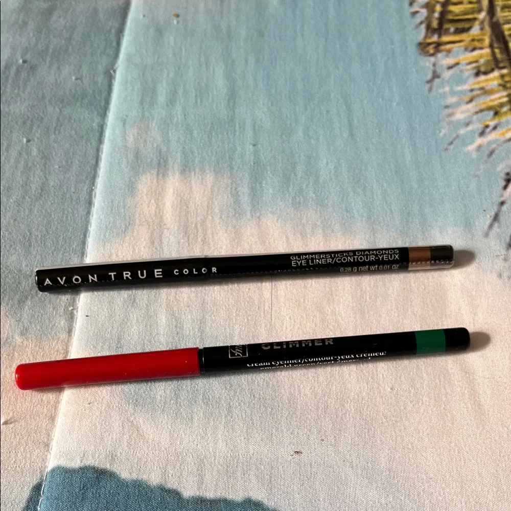 Avon True Color Eyeliner Set - glitter diamond and emerald green cream eyeliner